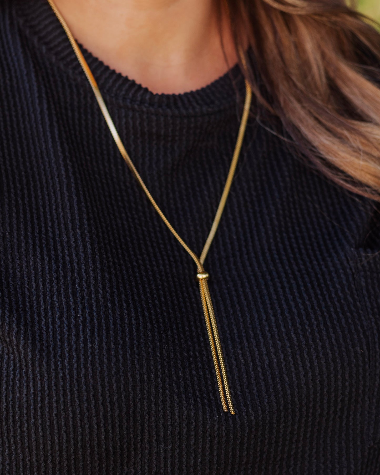 Clara Lariat Necklace, Gold