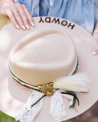 Enchanted Moment Wide Brim Hat, Cream