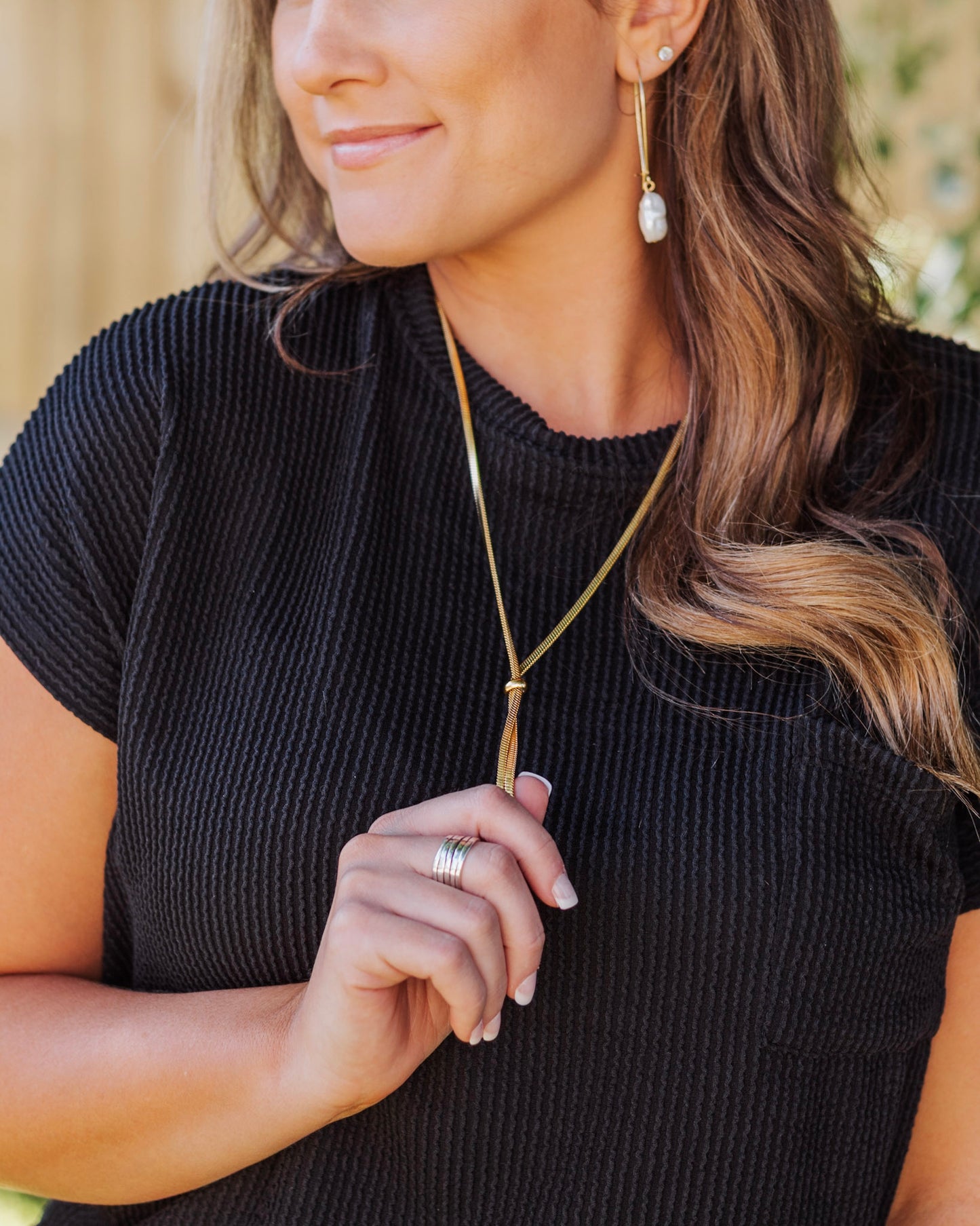 Clara Lariat Necklace, Gold