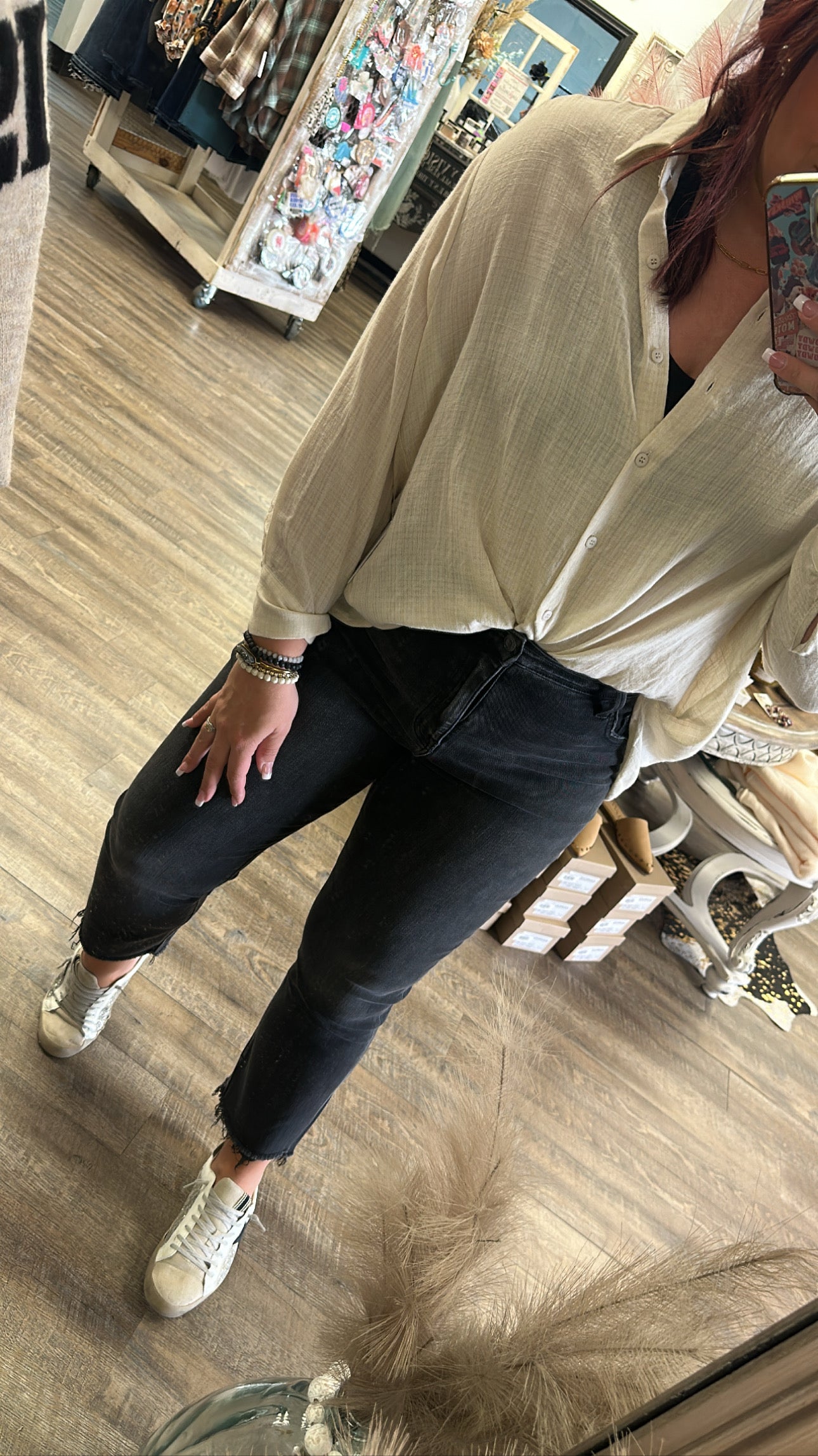 The Heather Cropped Jean, Black Vervet