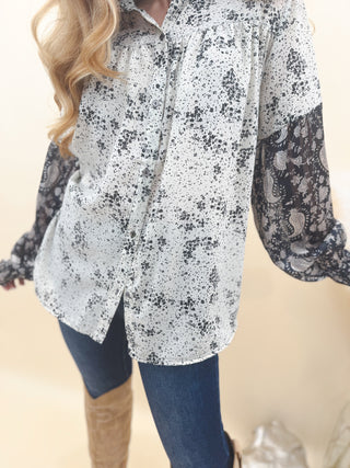 Classic Floral Top, Black