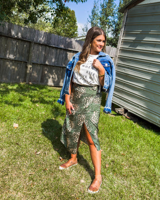 Clover Skies Midi Skirt, Olive