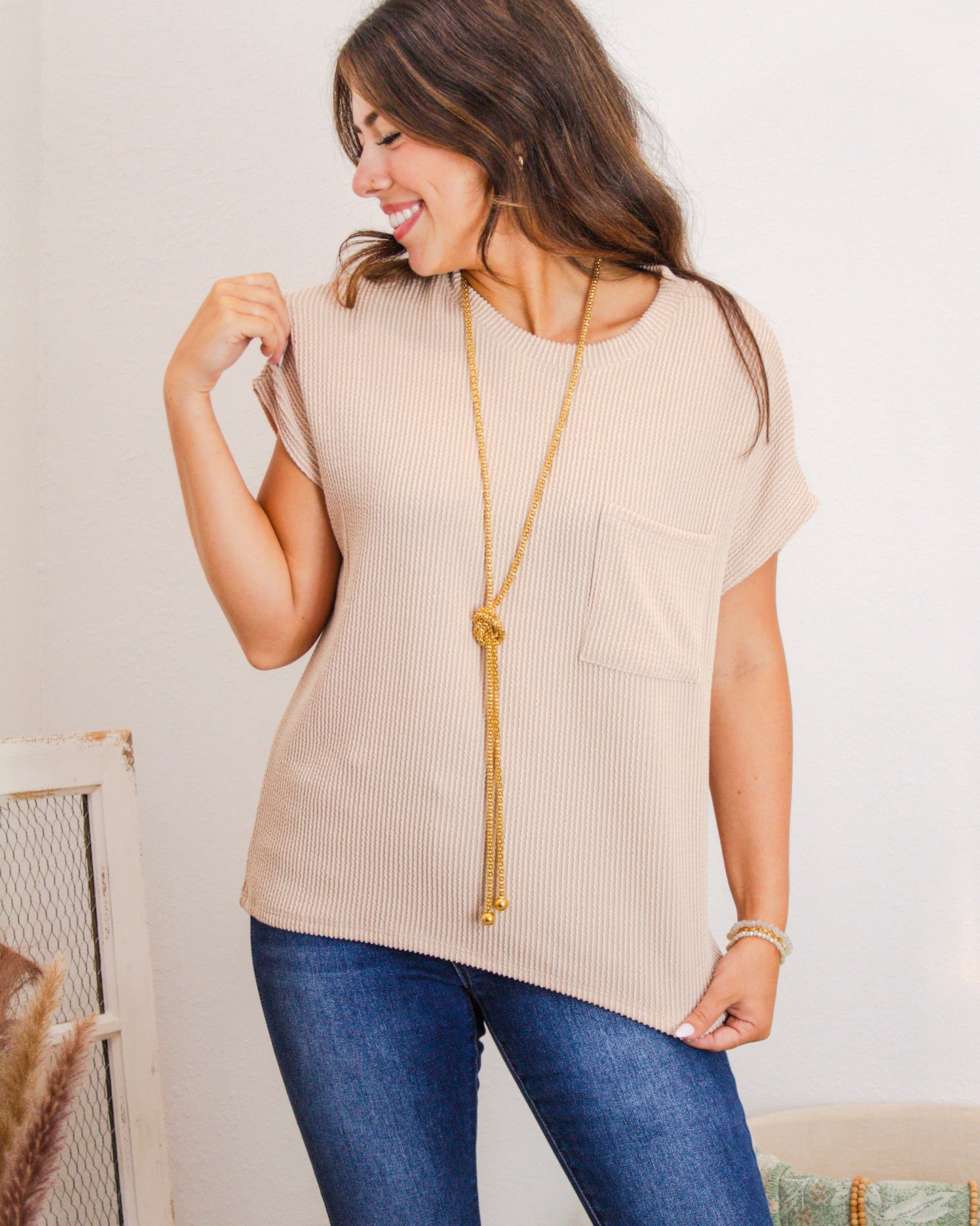 Cozy Core Pocket Tee, Lt. Tan