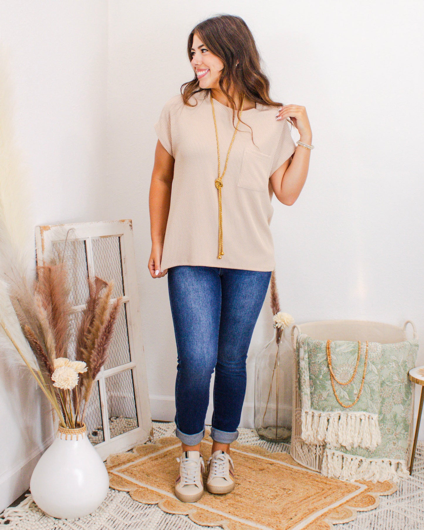 Cozy Core Pocket Tee, Lt. Tan