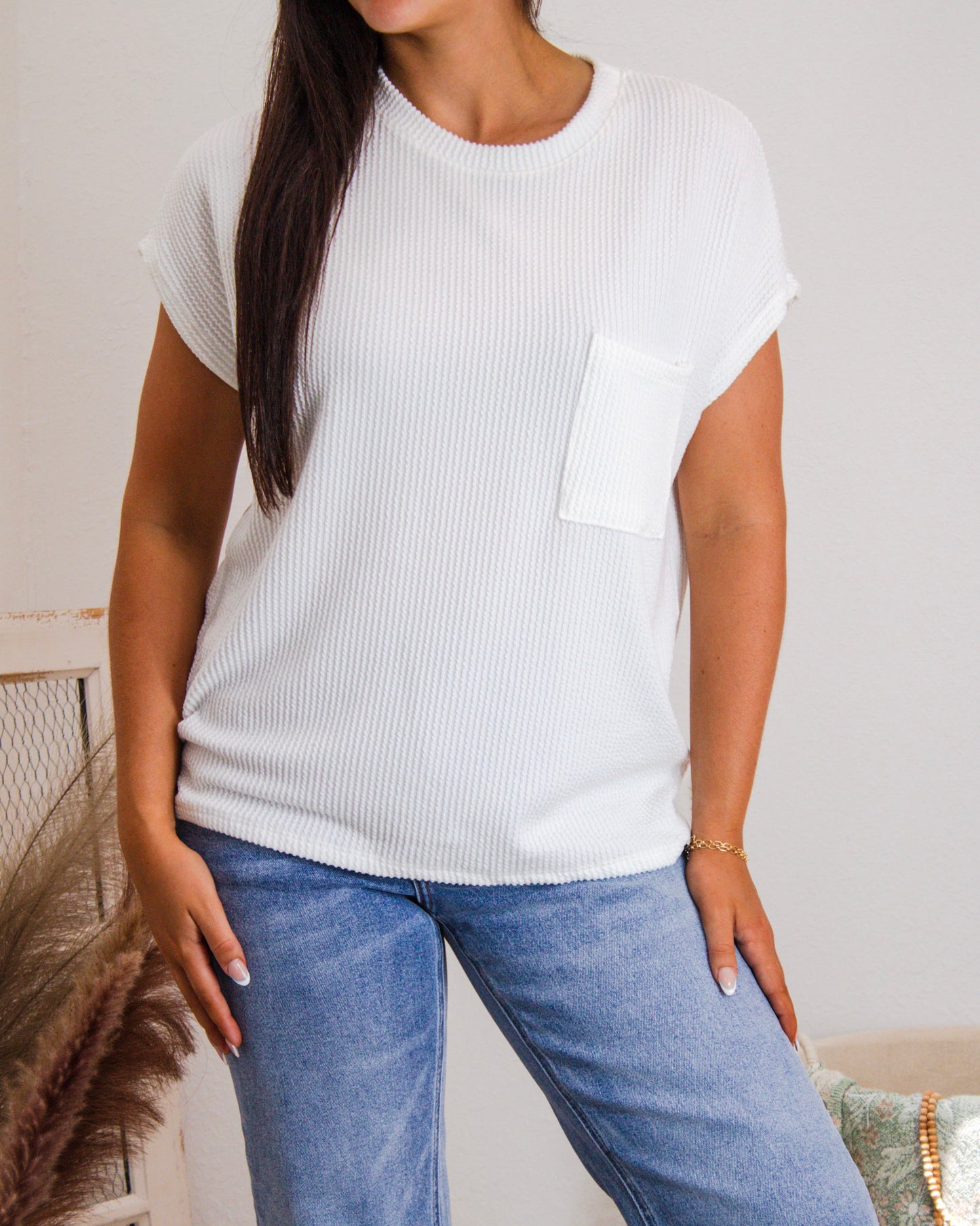Cozy Core Pocket Tee, Off White
