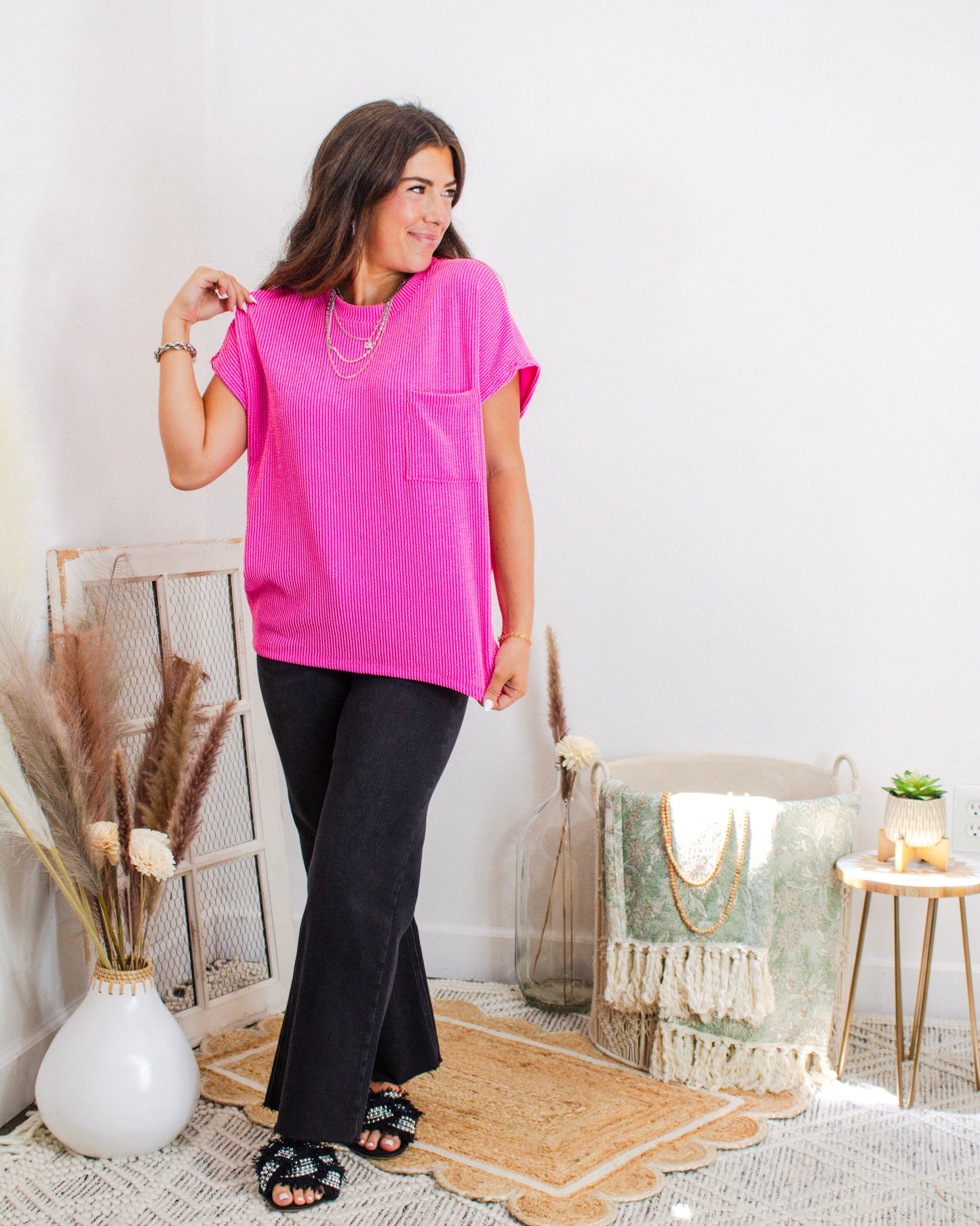 Cozy Core Pocket Tee, Pink