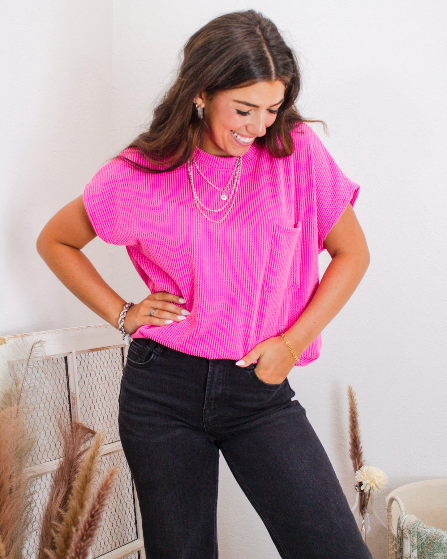 Cozy Core Pocket Tee, Pink