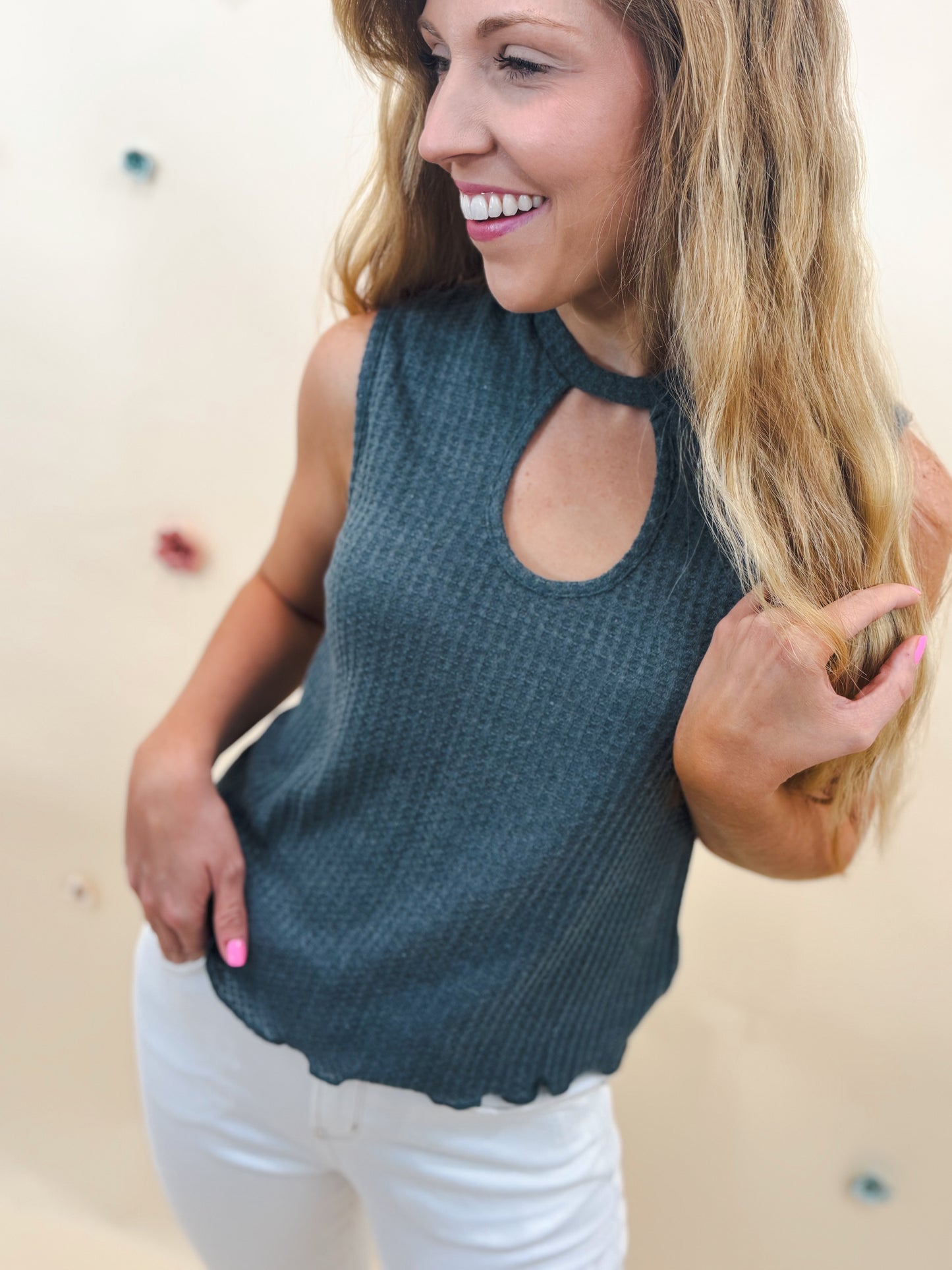 Cut Out Top, Teal