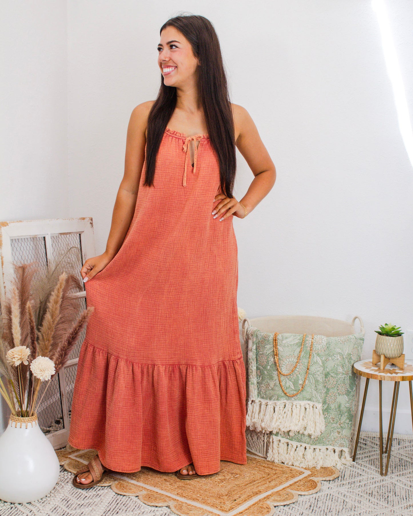 Desert Breeze Maxi Dress, Rust