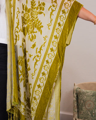 Garden Crush Velvet Kimono, Green