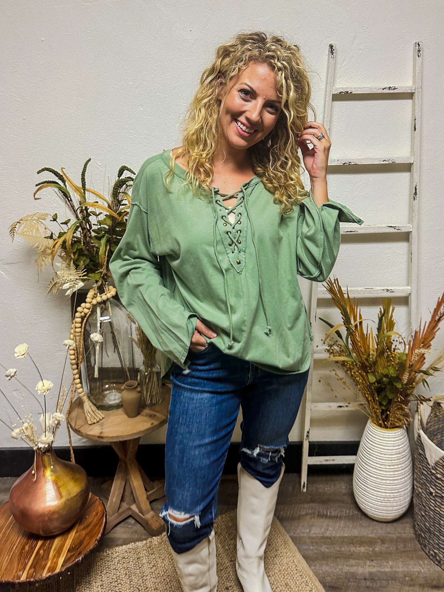Sweet Pea Lace Up Top