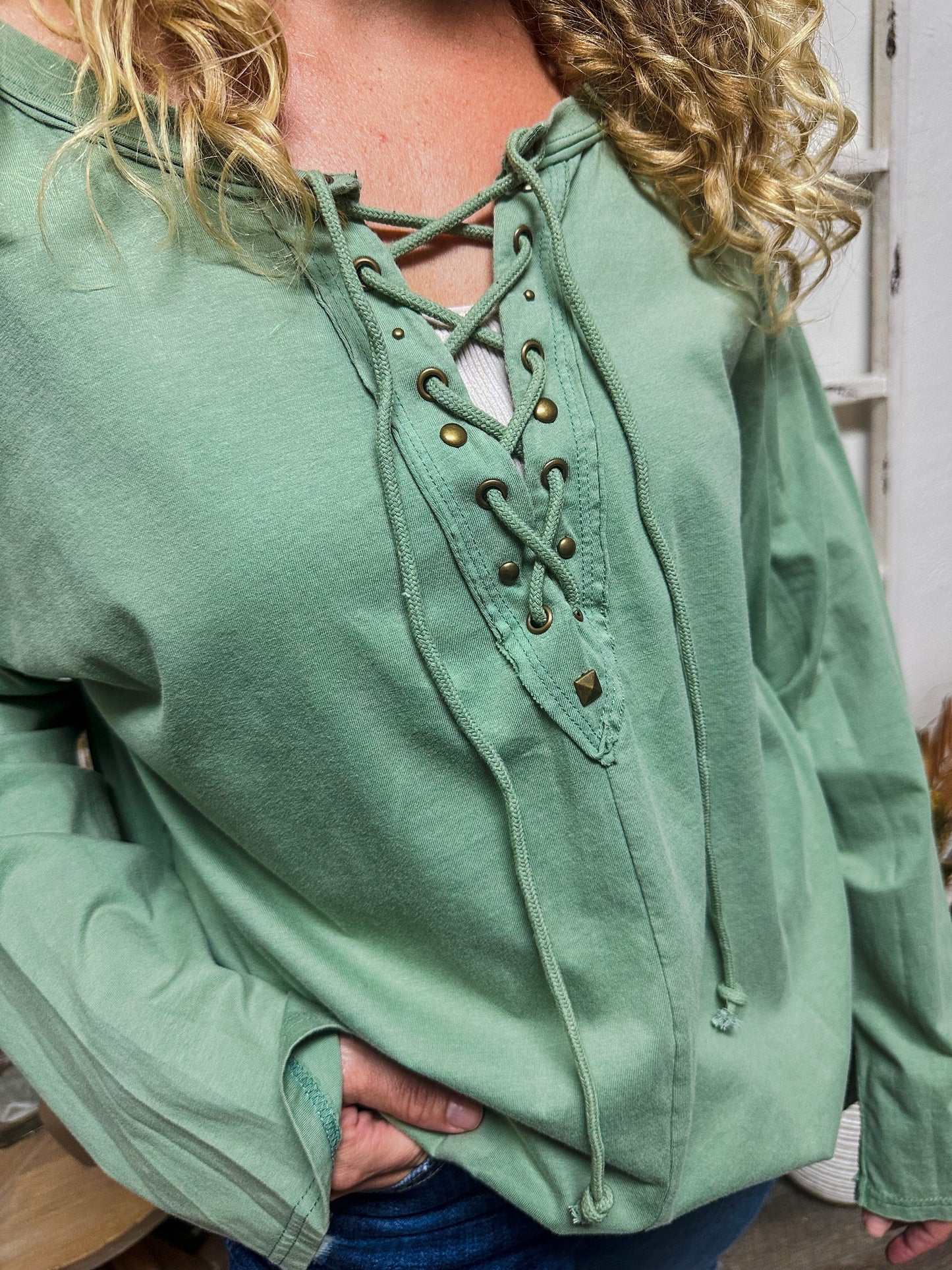 Sweet Pea Lace Up Top