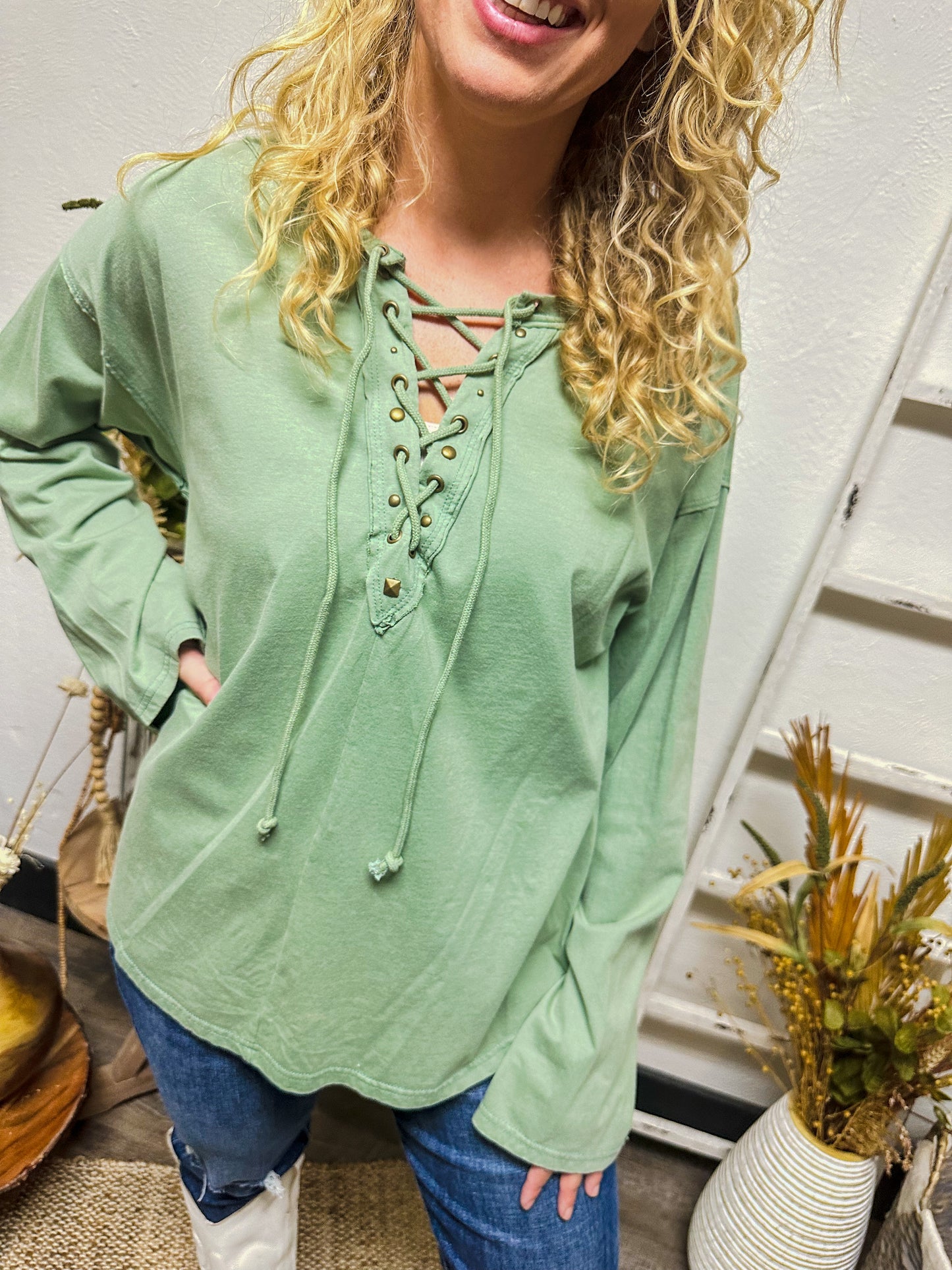 Sweet Pea Lace Up Top
