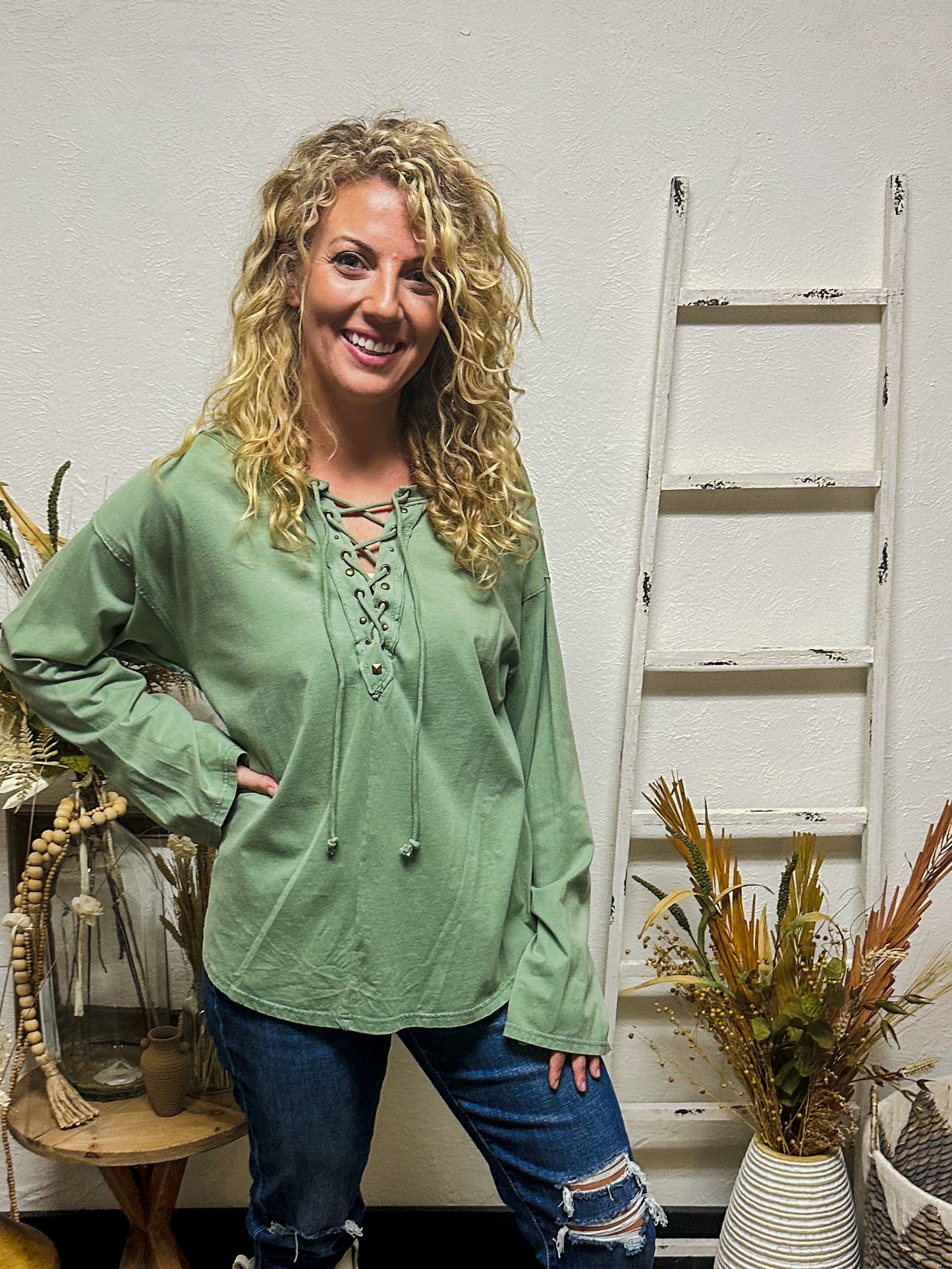 Sweet Pea Lace Up Top