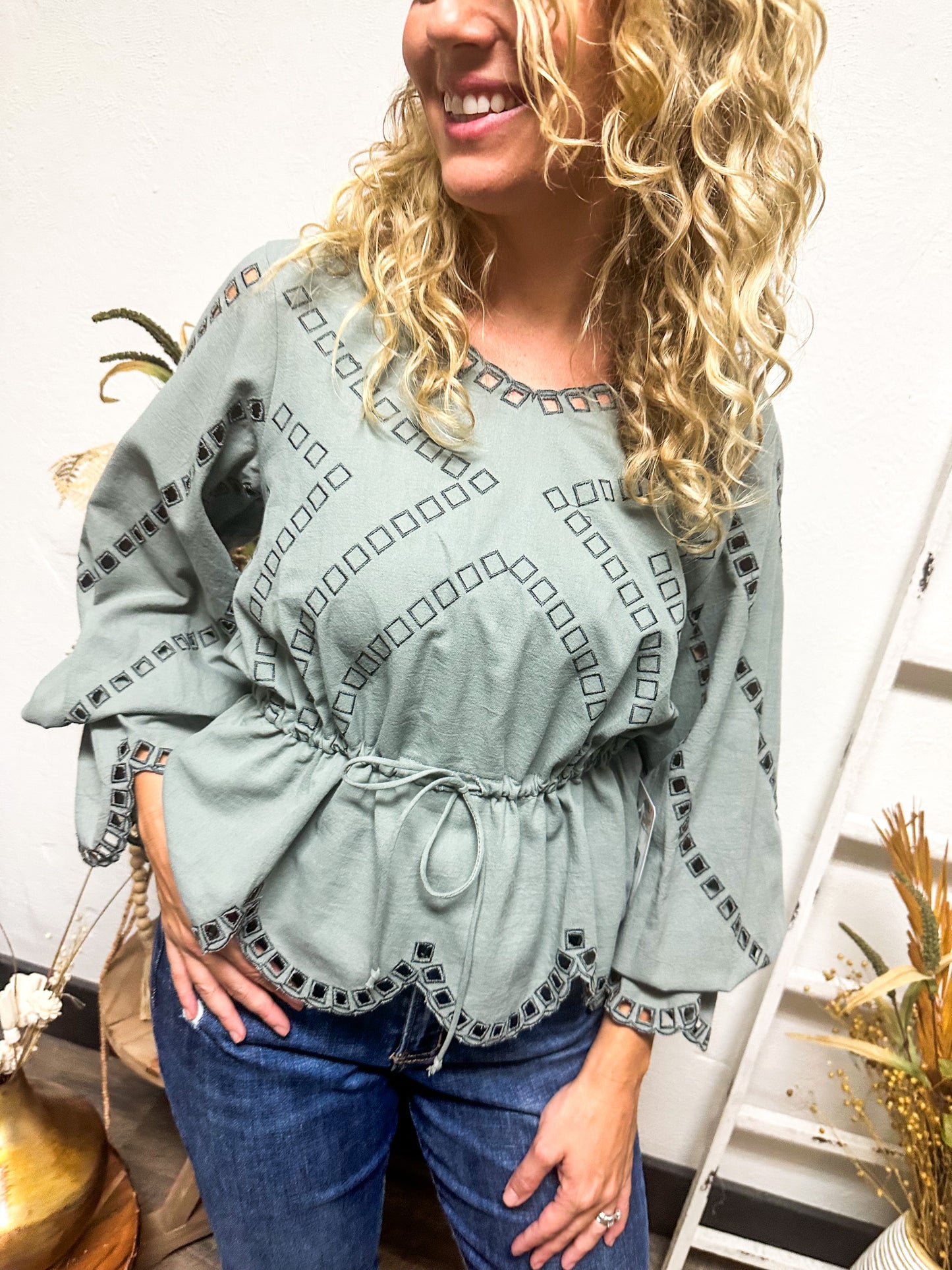 Sweet Scalloped Top, Sage