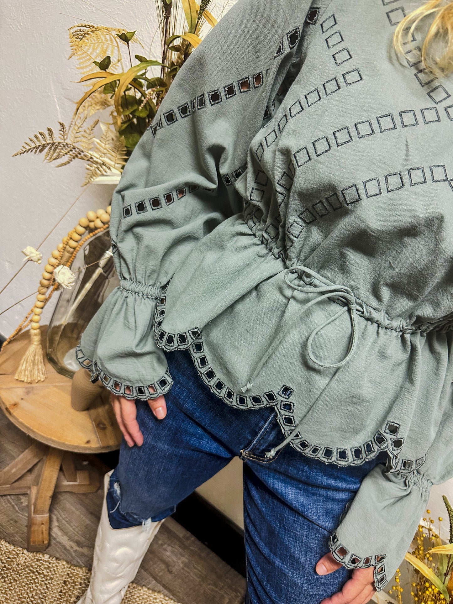 Sweet Scalloped Top, Sage