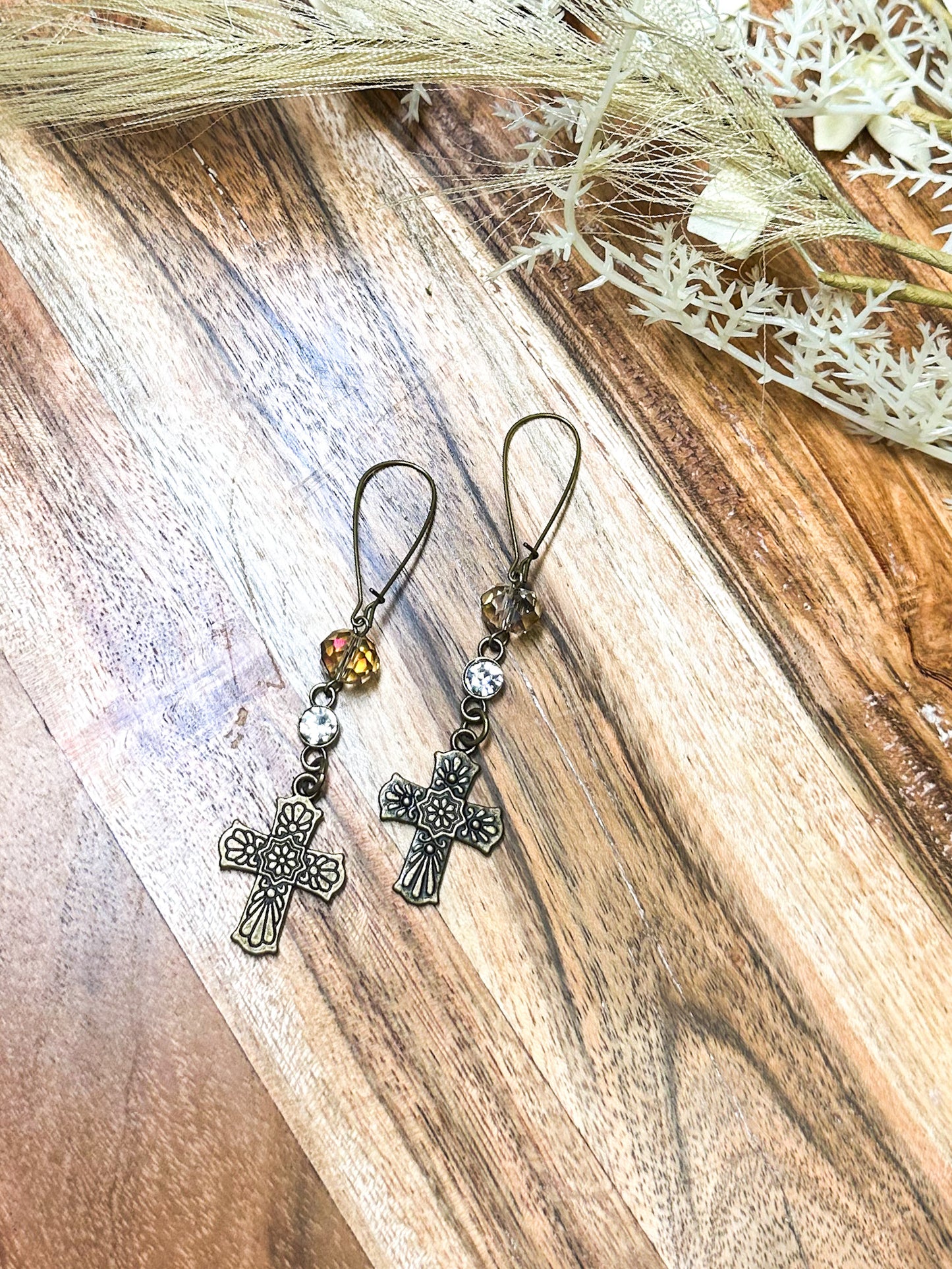 Crystal Cross Earrings