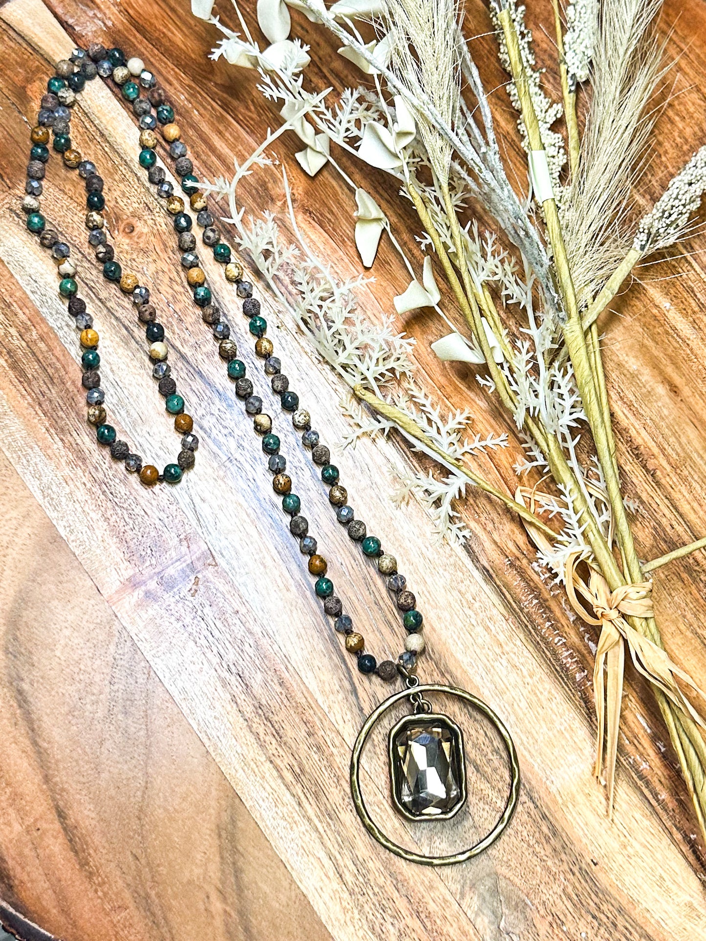 Hunter Beaded Necklace, Green