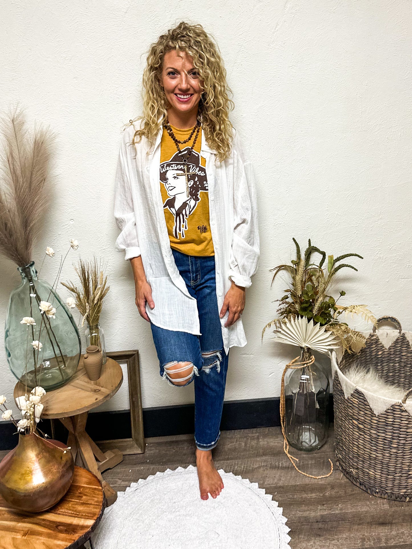 Feeling Western Graphic Tee, Mustard