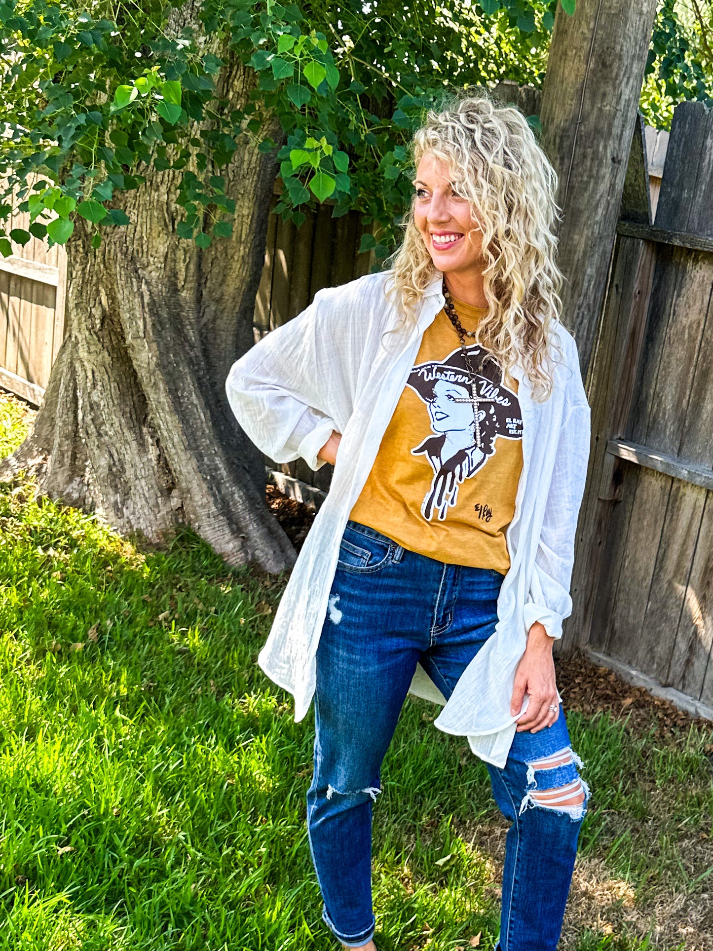Feeling Western Graphic Tee, Mustard