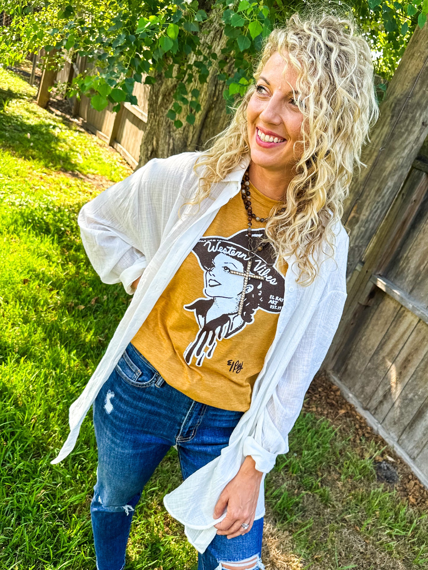 Feeling Western Graphic Tee, Mustard