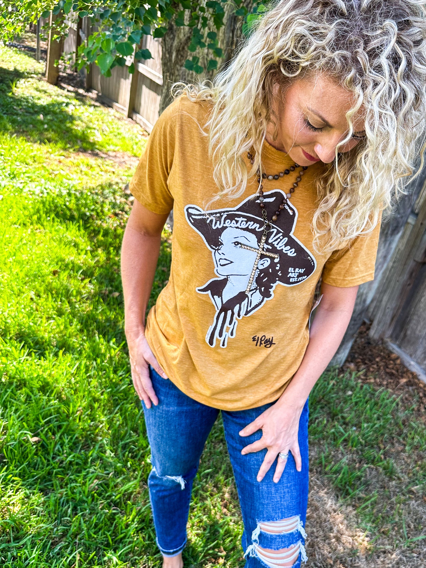 Feeling Western Graphic Tee, Mustard