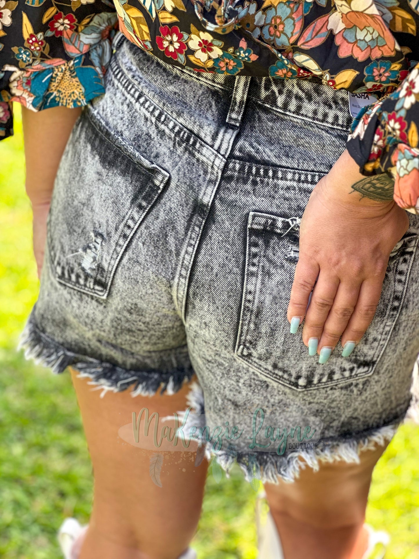 Jersey Line Denim Shorts