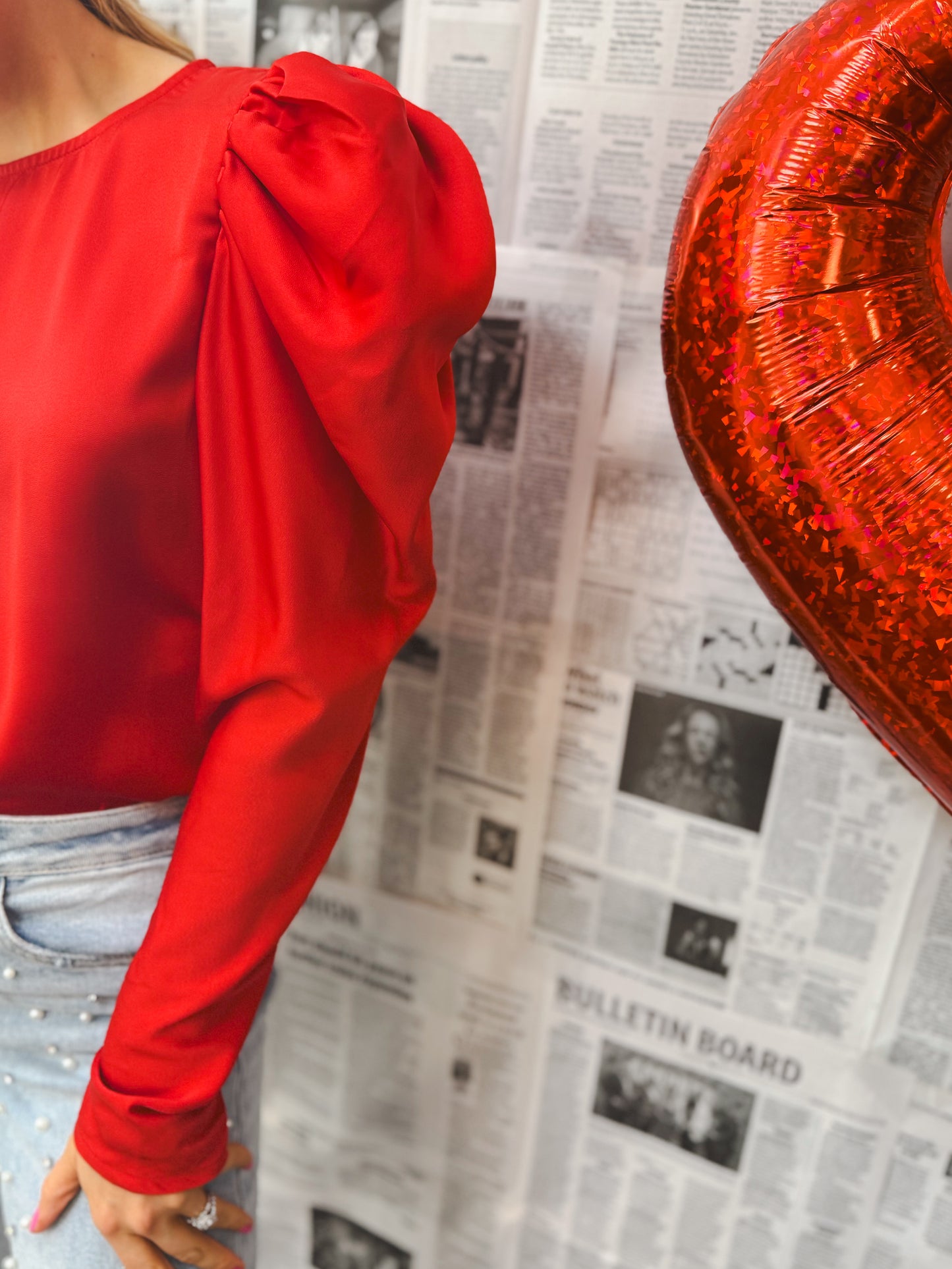 Boldy Stated Satin Top, Red