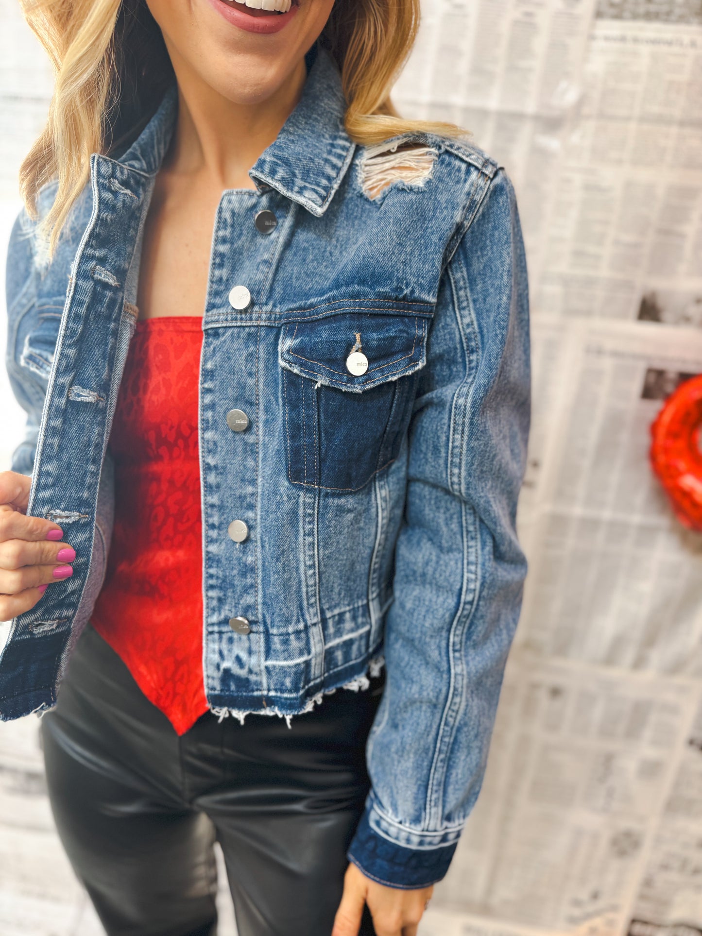 The Roy Cropped Denim Jacket, Dark