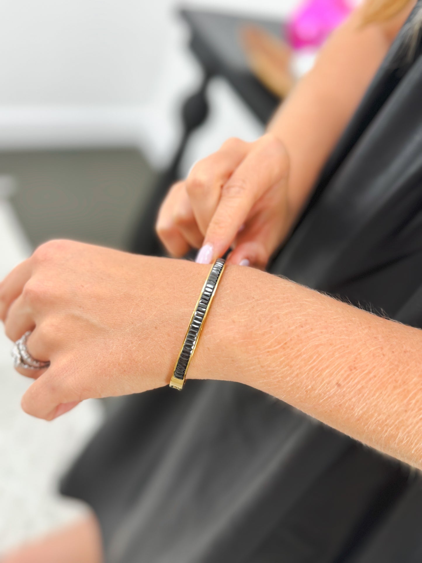 Embedded Beaded Cuff, Black