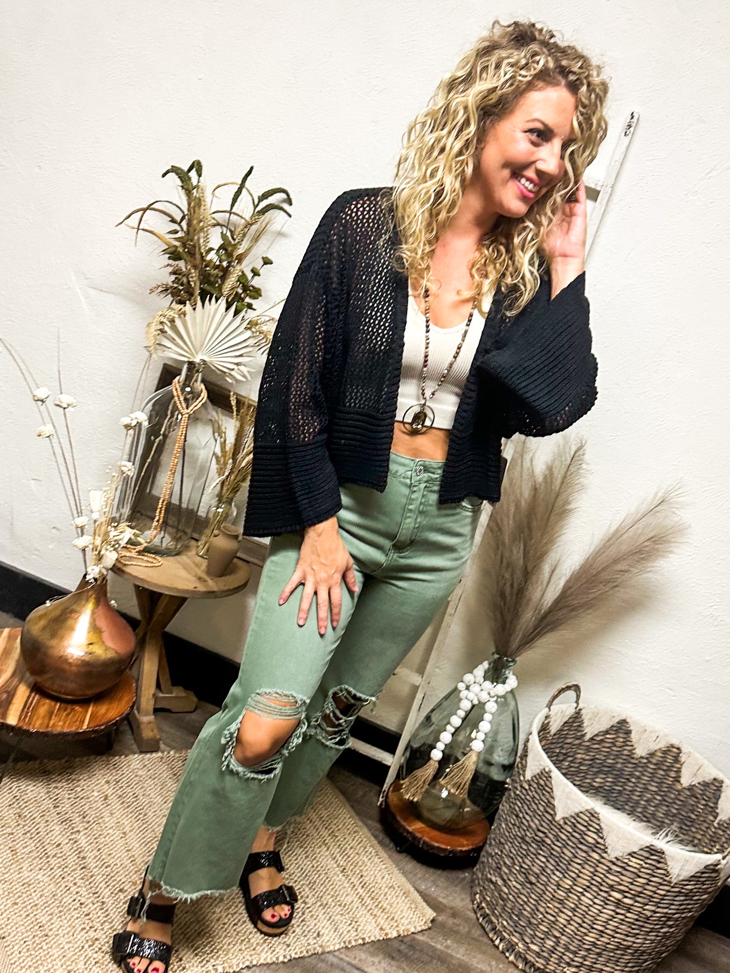 Black Cropped Cardigan