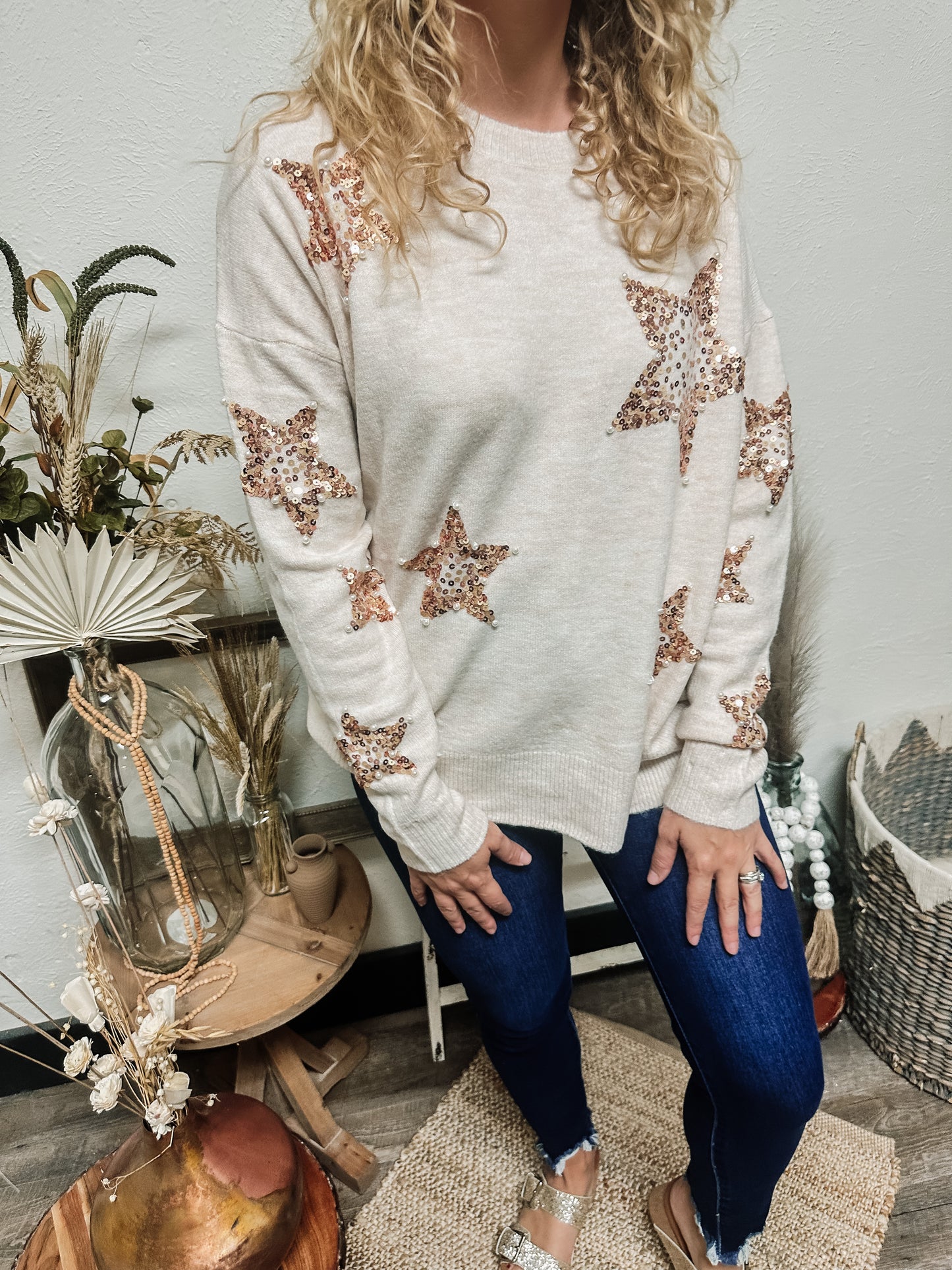Touch of Sparkle Sweater, Rose Gold