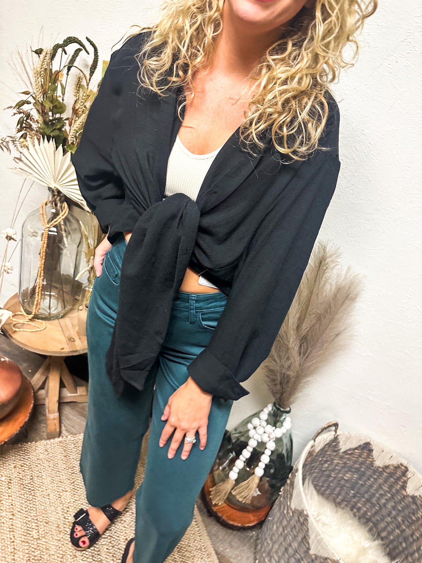 The Olivia Cropped Wide Leg Jean, Vervet Teal
