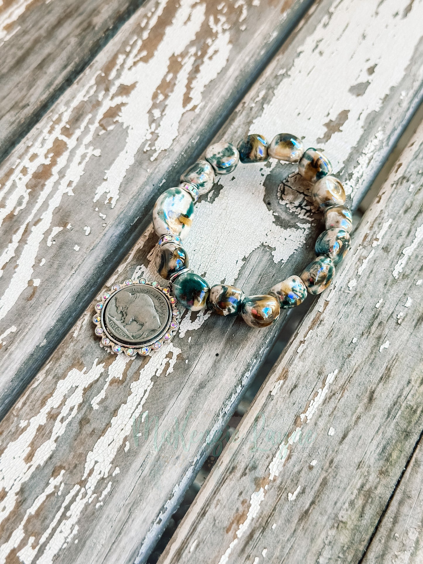 Pearl Maze Buffalo Nickel Bracelet