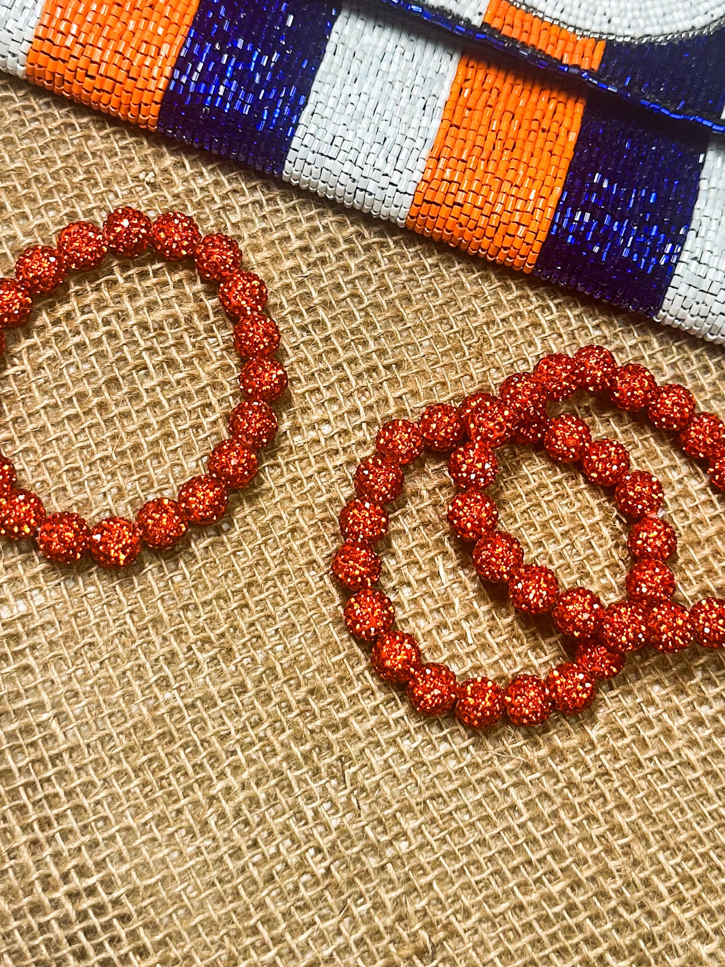 Orbit Blinged Beaded Bracelet, 10mm Orange