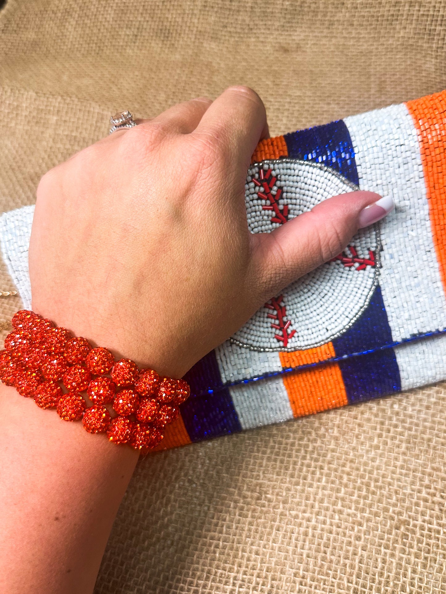 Orbit Blinged Beaded Bracelet, 10mm Orange