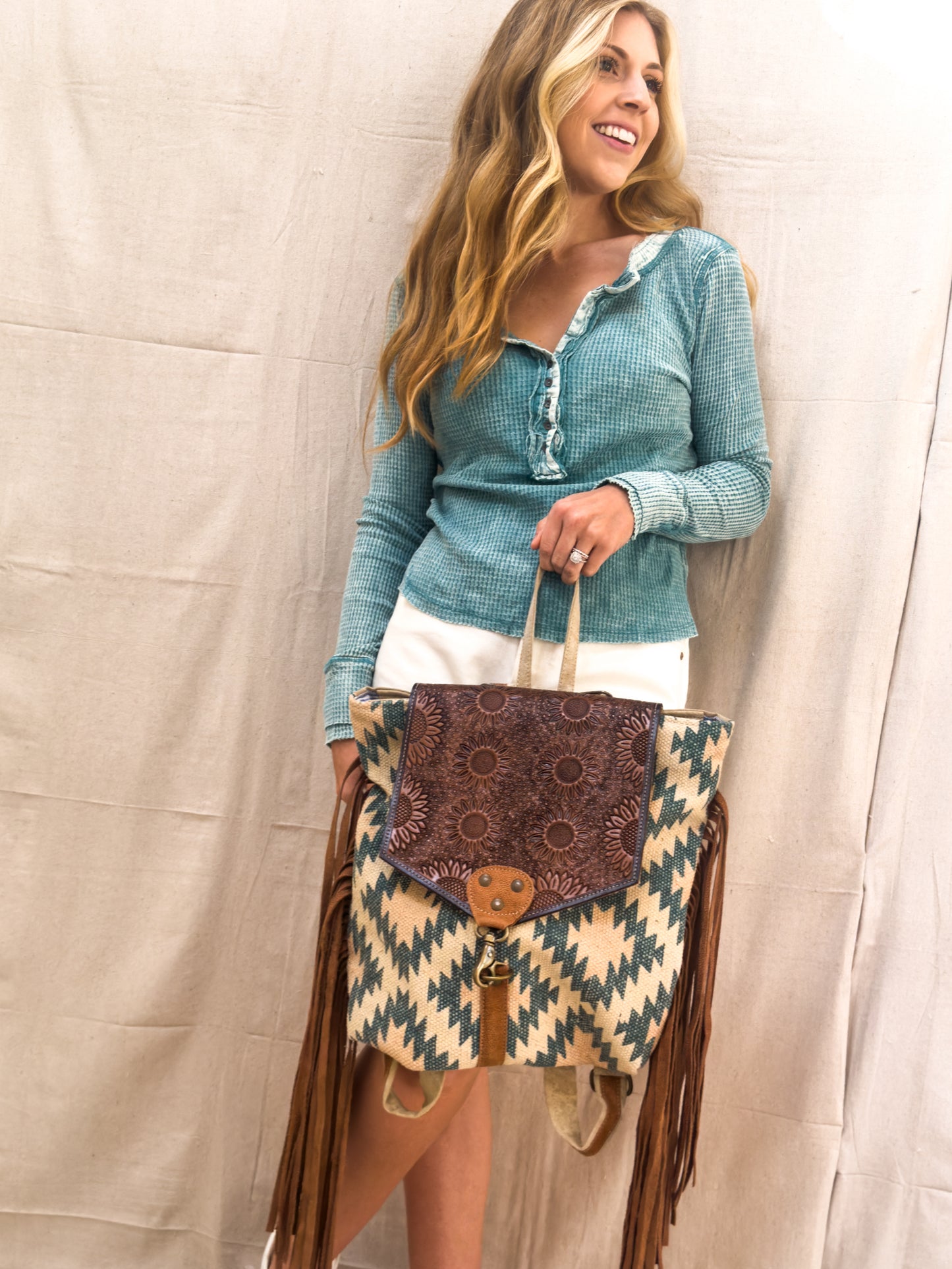 The Wisconsin Fringe Backpack, Teal