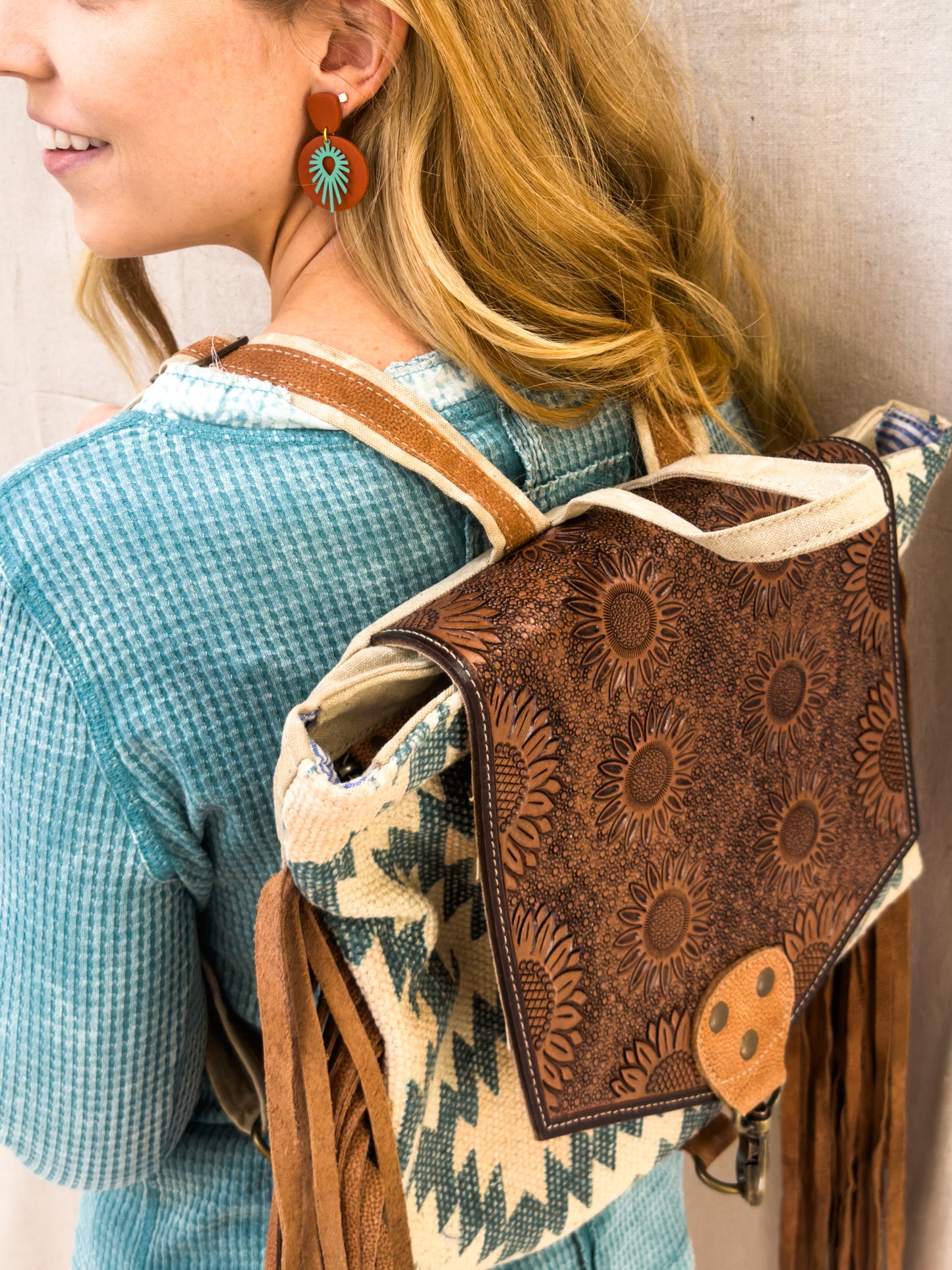 The Wisconsin Fringe Backpack, Teal