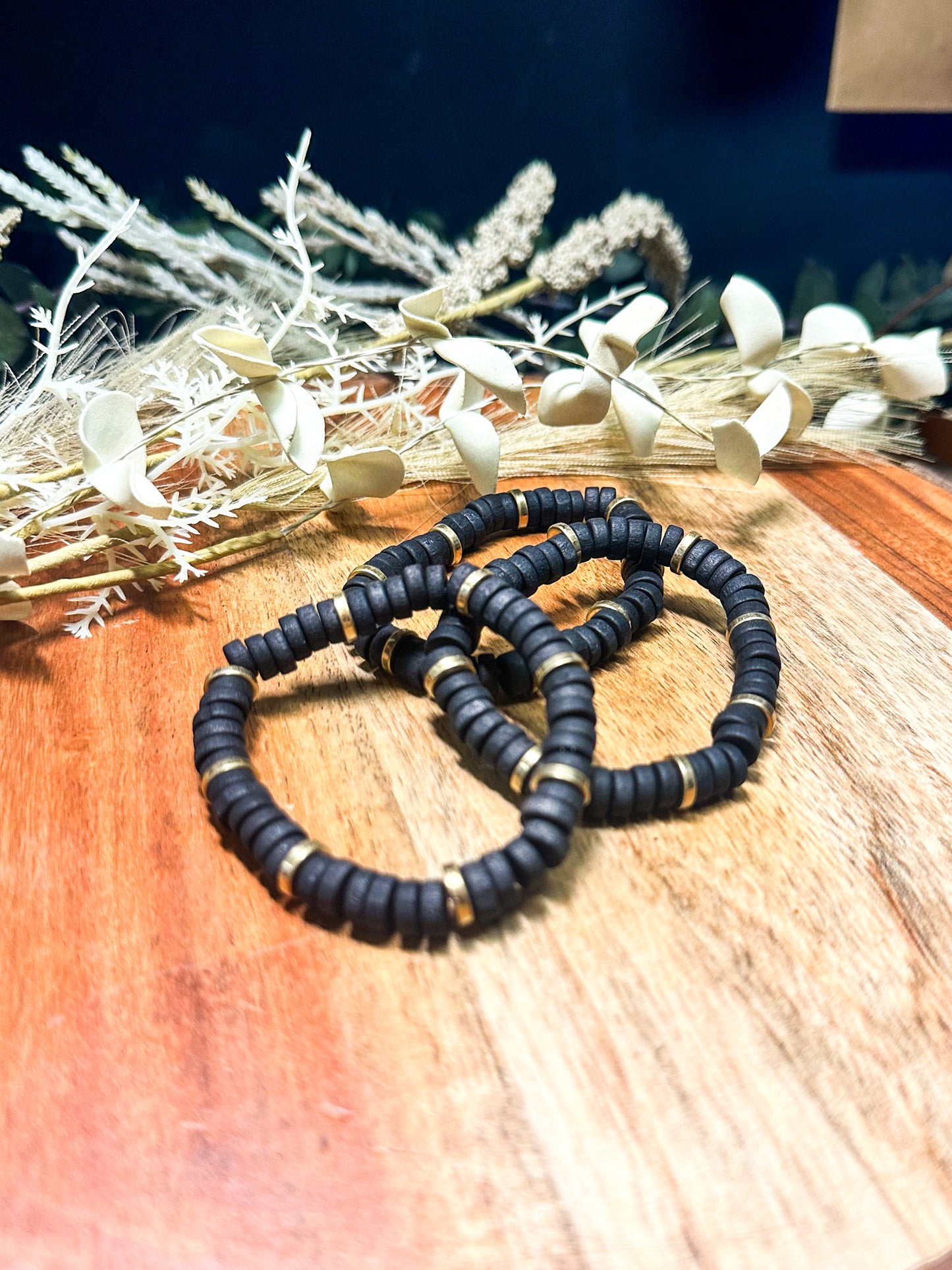 Boho Beaded Bracelet, Black