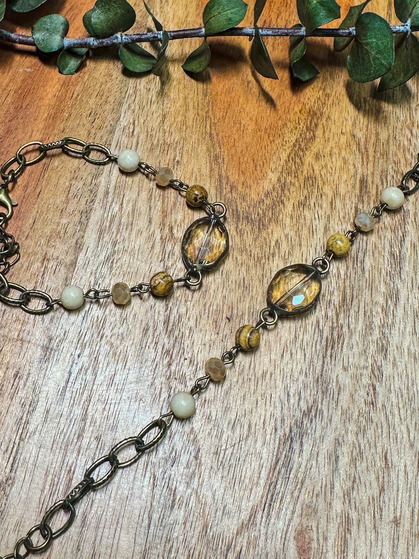 Crystal Link Bracelet, Tan