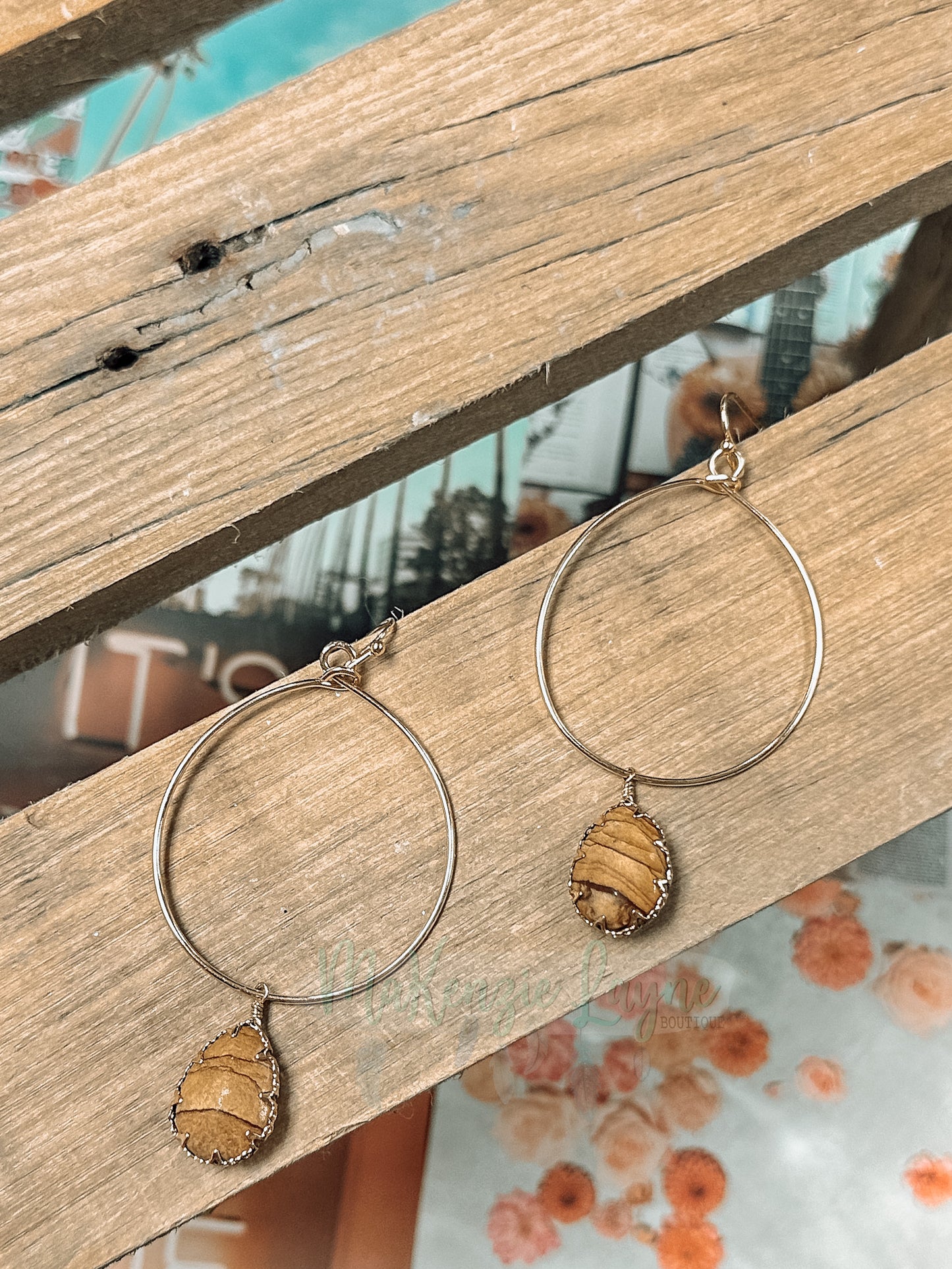 Stay Neutral Tear Drop Earrings, Jasper