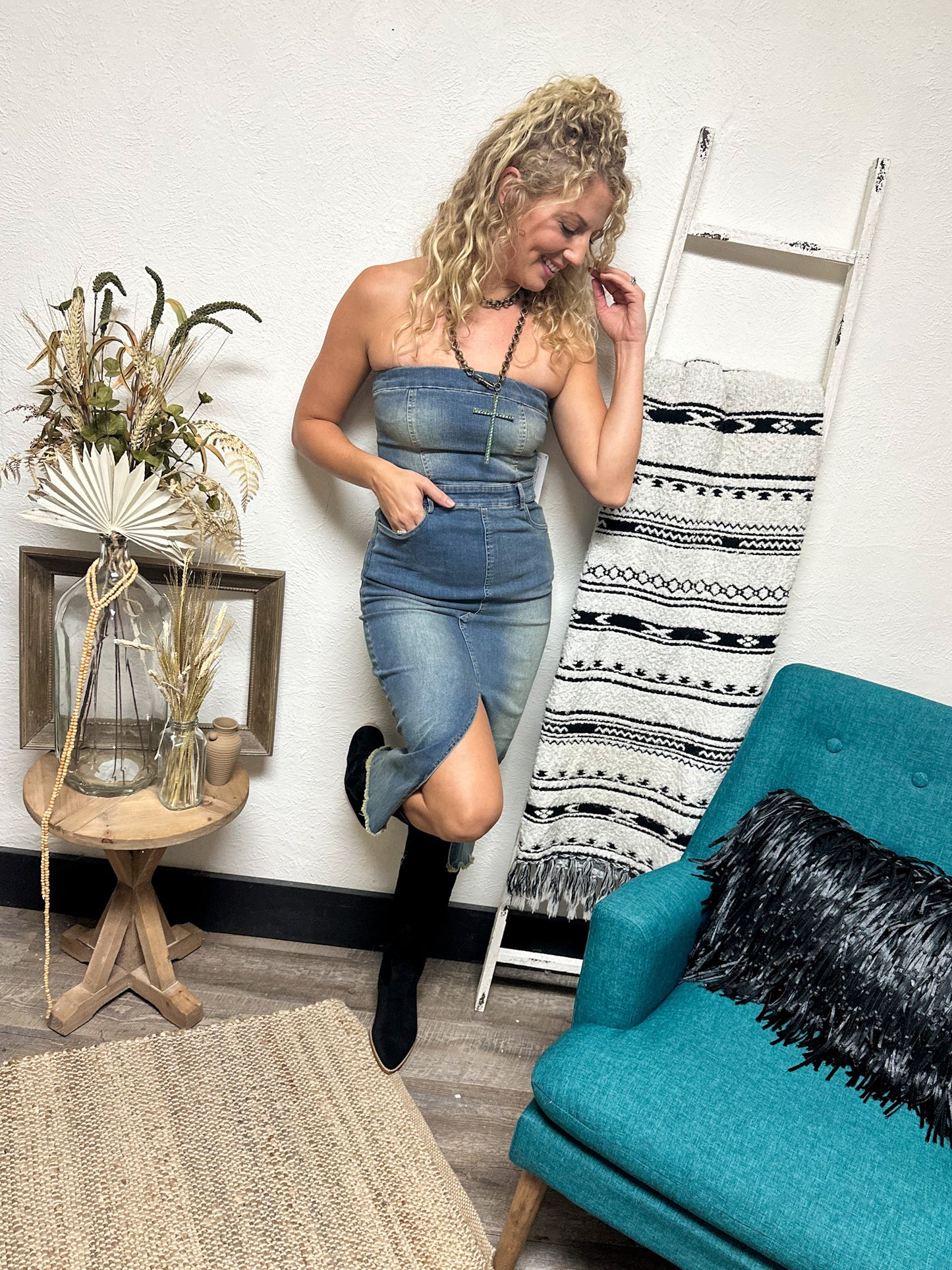 Denim Drama Tube Dress