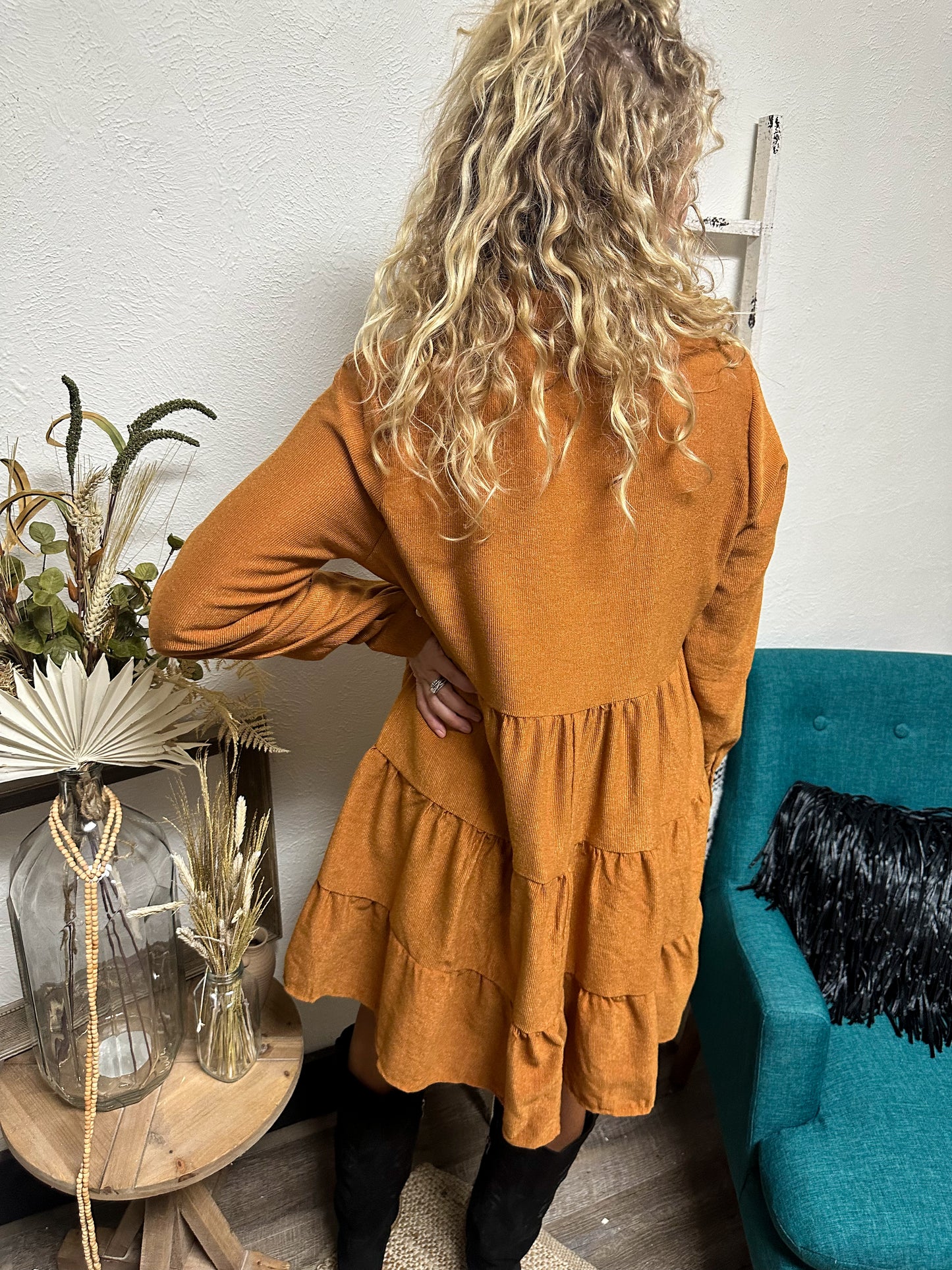 Harvest Hues Mini Dress, Camel