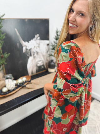 Pretty in Print Mini Dress, Red