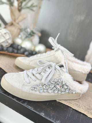 Portia Jeweled Sneaker, Cream