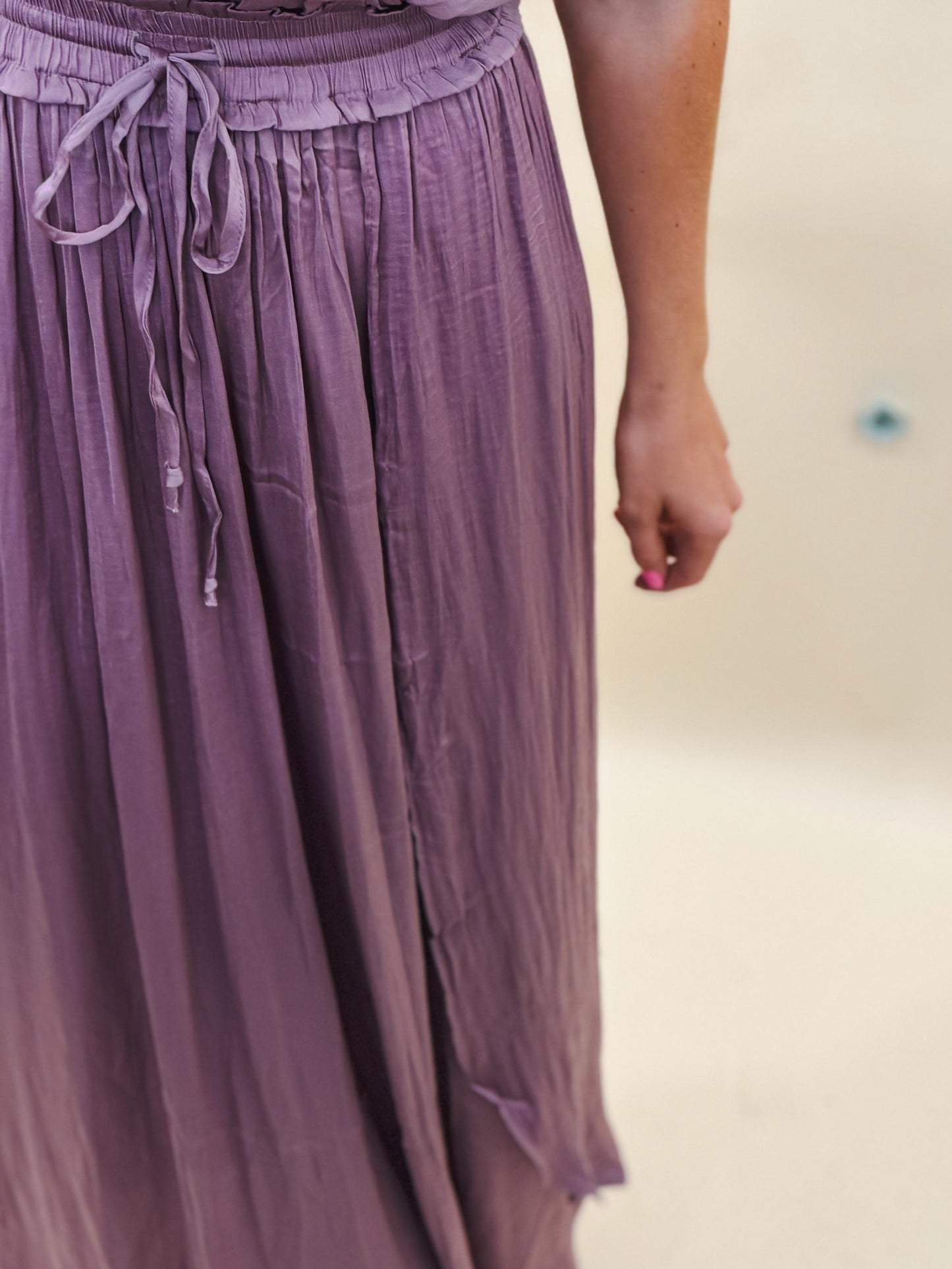 Grecian Sunrise Satin Maxi Dress, Purple