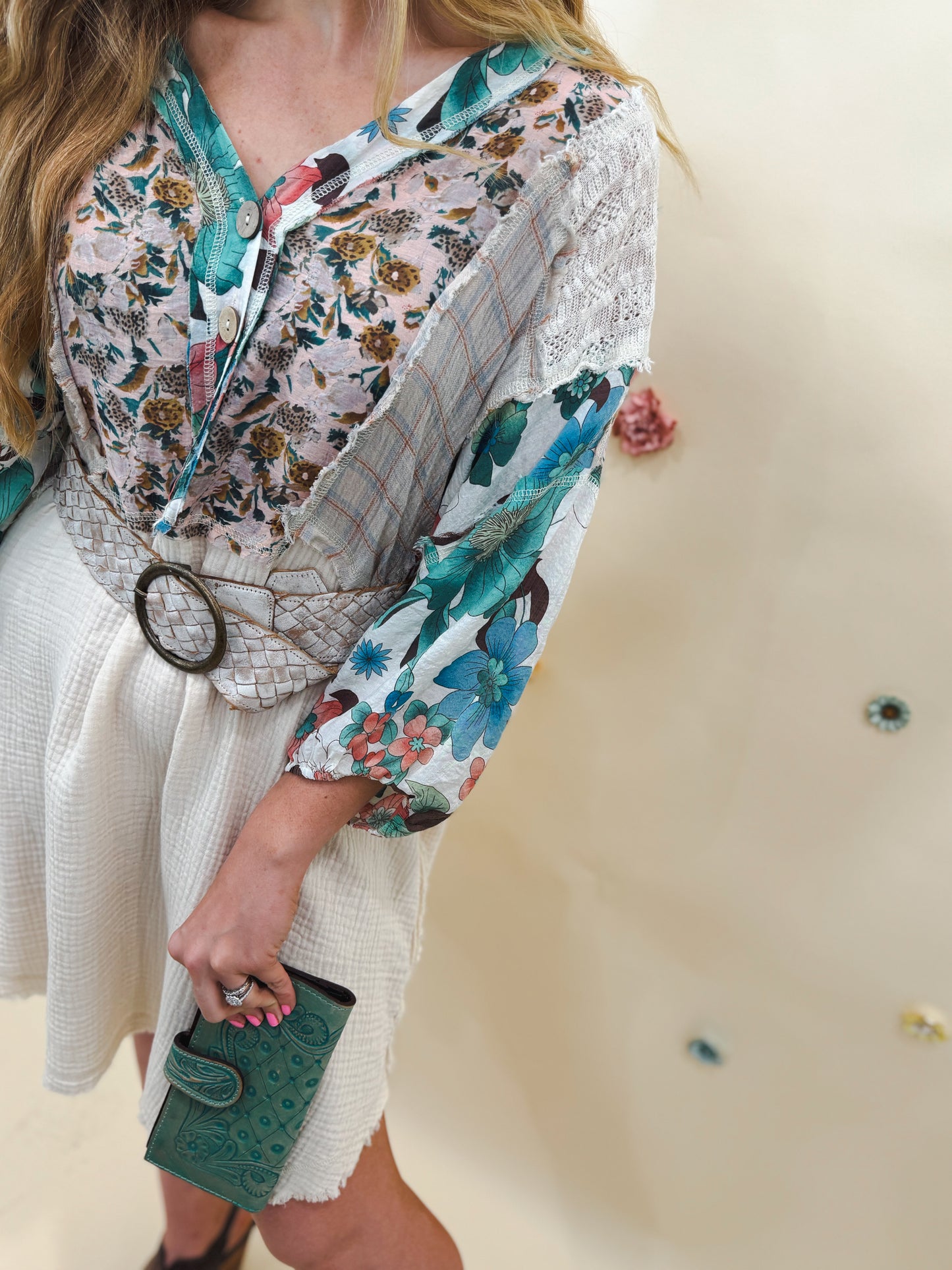Sunlit Boho Tunic Mini Dress, Cream