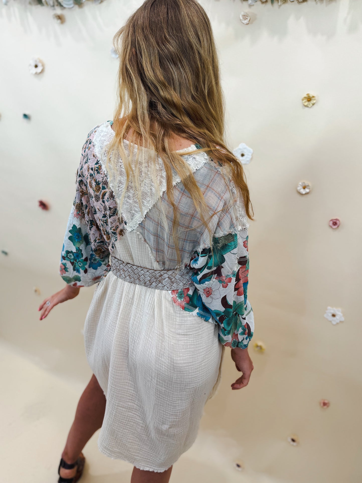 Sunlit Boho Tunic Mini Dress, Cream