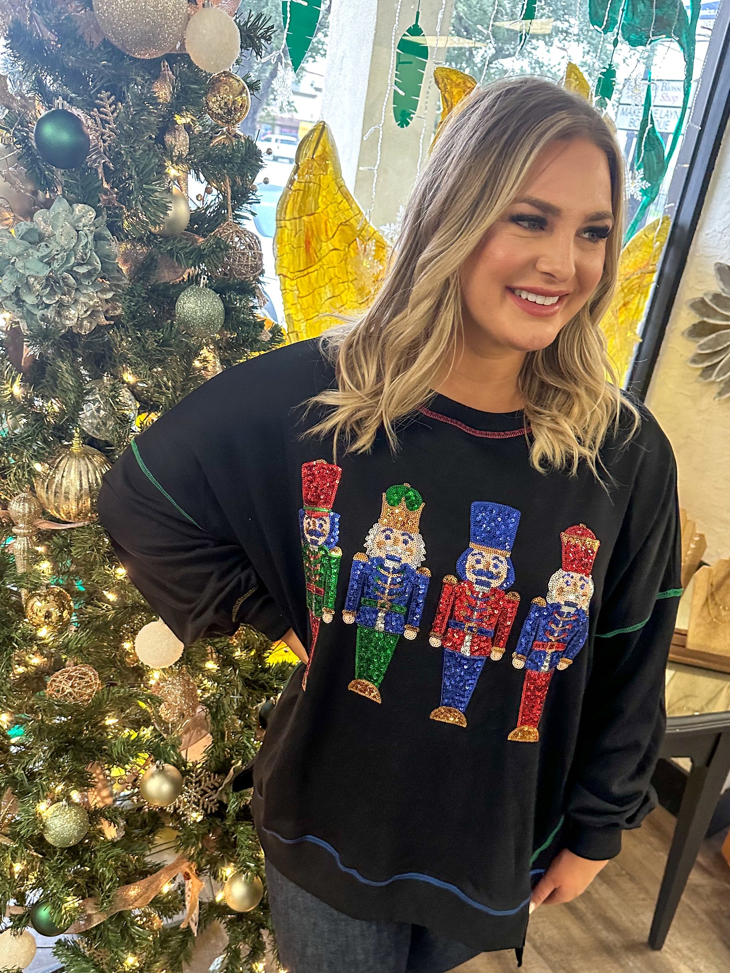 Sequin Nutcracker Sweatshirt, Black
