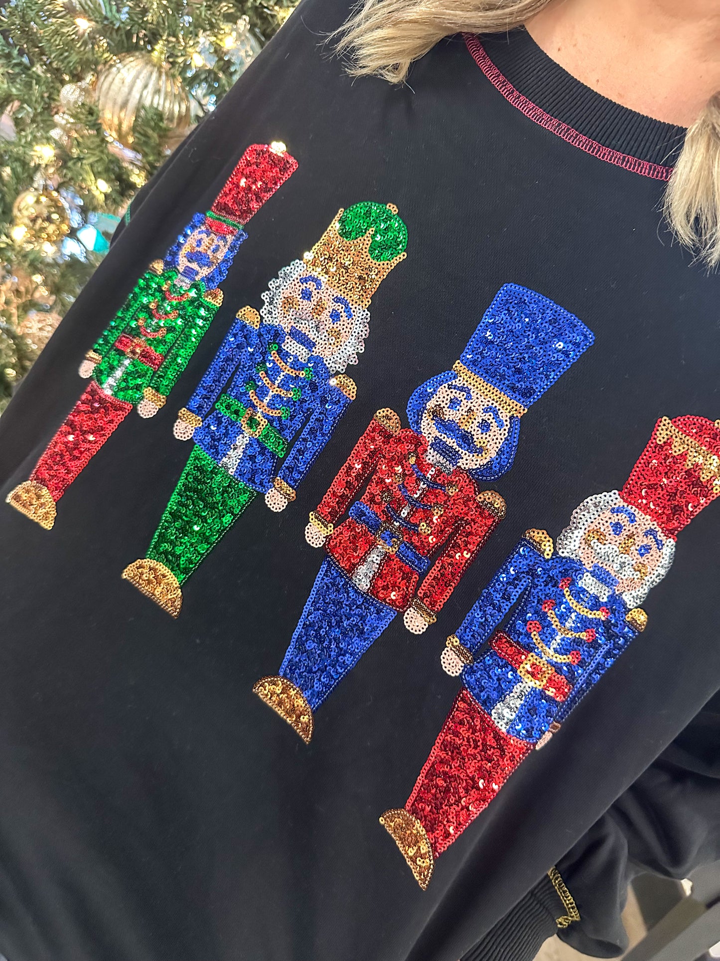 Sequin Nutcracker Sweatshirt, Black